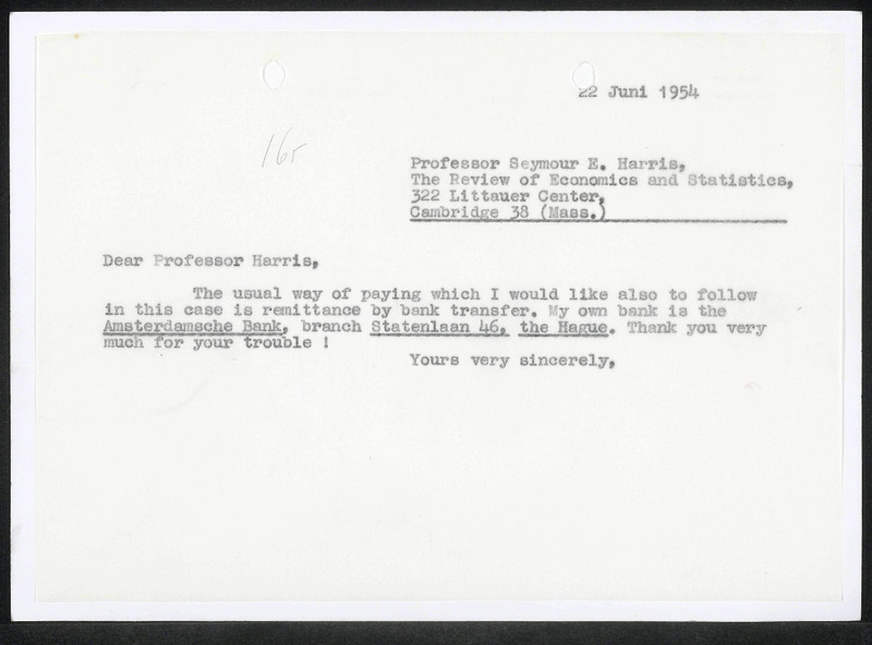 Letter to S.E. Harris