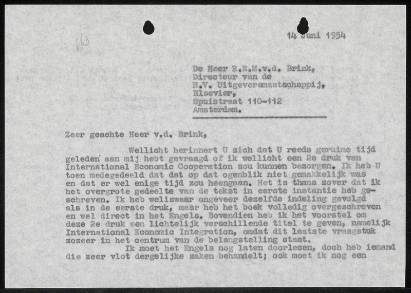 Letter to R.E.M. van den Brink