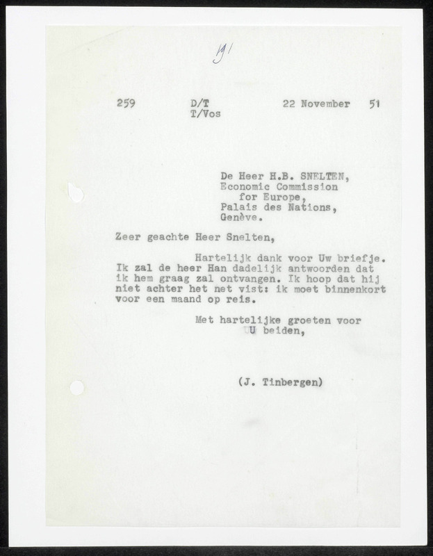 Letter to H.B. Snelten
