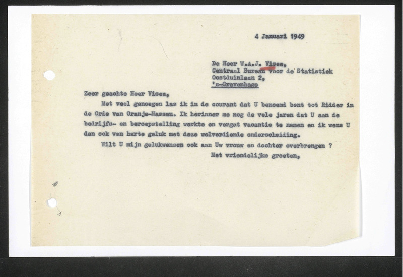 Letter to W.A.J. Visee