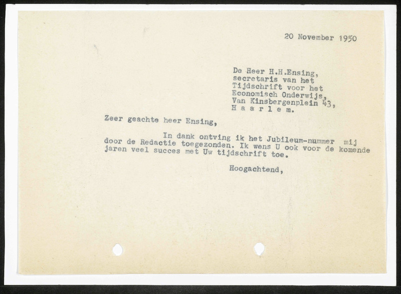 Letter to H.H. Ensing