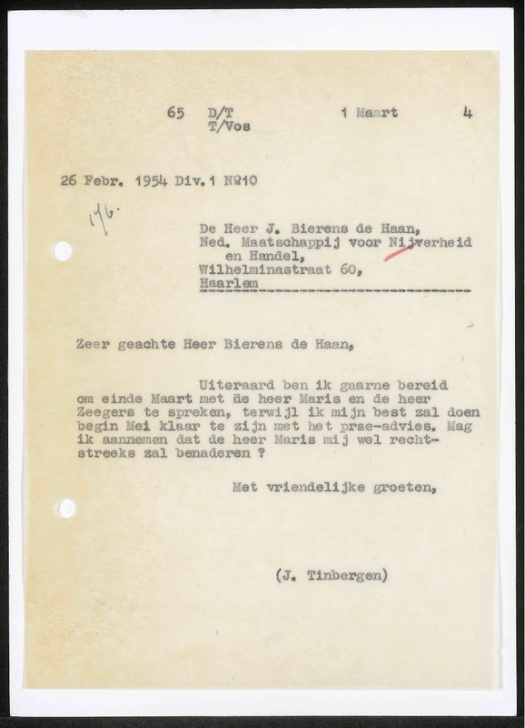 Letter to J. Bierens de Haan