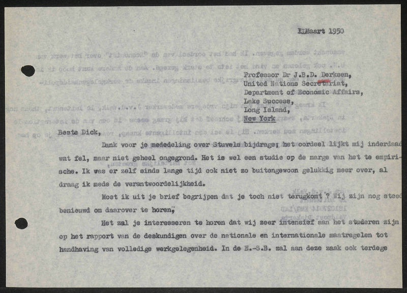Letter to J.B.D. Derksen
