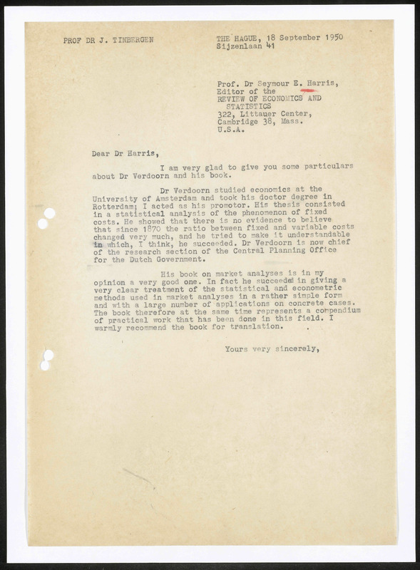 Letter to S.E. Harris