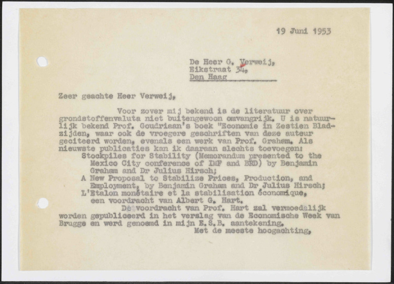 Letter to G. Verweij