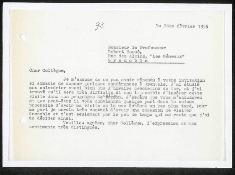 Letter to R. Mossè