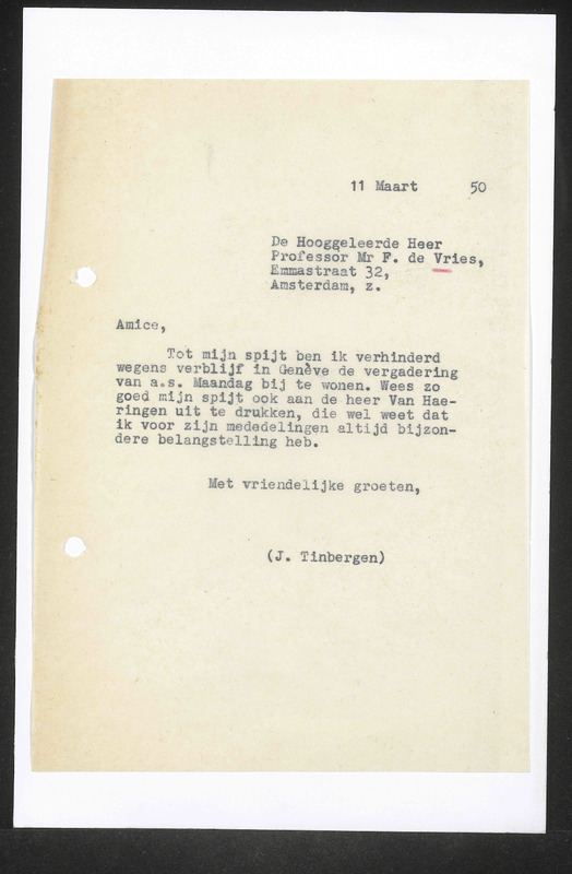 Letter to F. de Vries