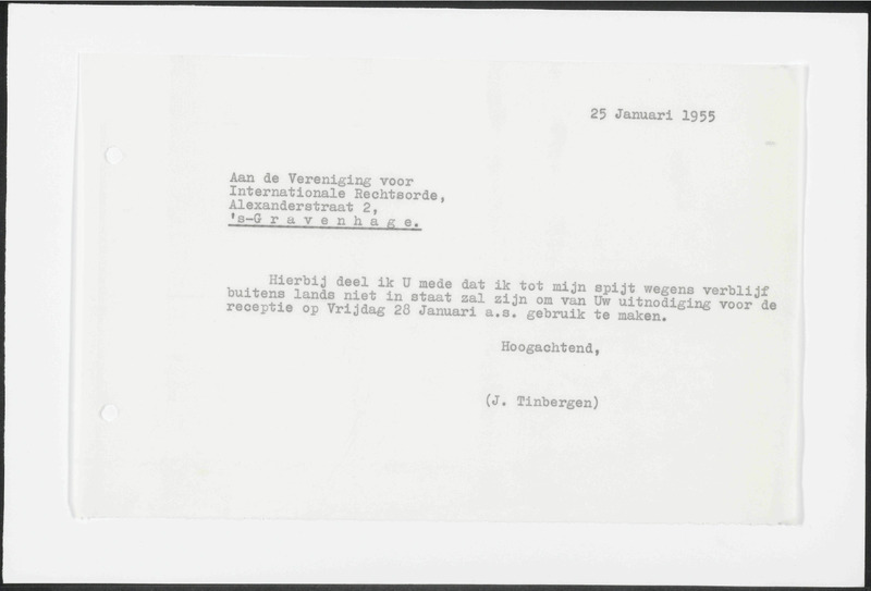 Letter to Vereniging voor Internationale Rechtsorde 'V.I.R.O.'