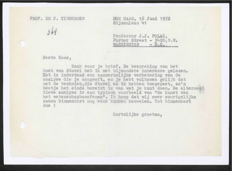Letter to J.J. Polak