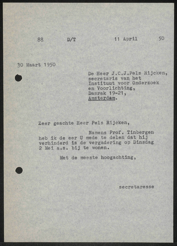 Letter to Pels Rijcken