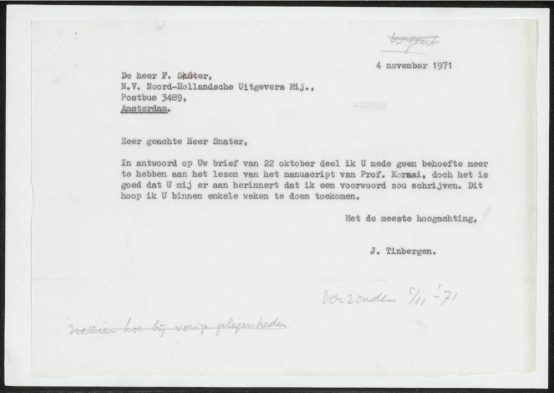 Letter to F. Snater