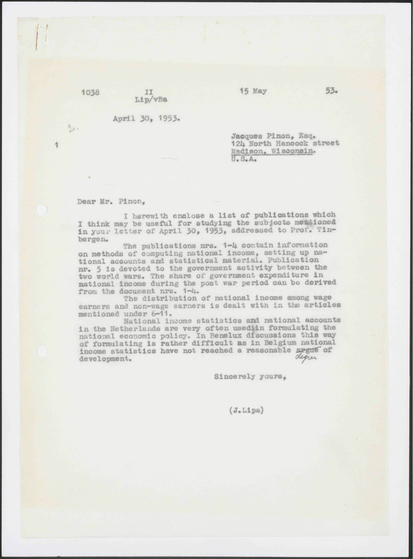 Letter to J. Pinon