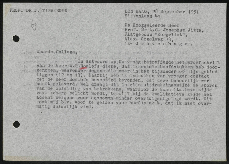 Letter to A.C. Jitta