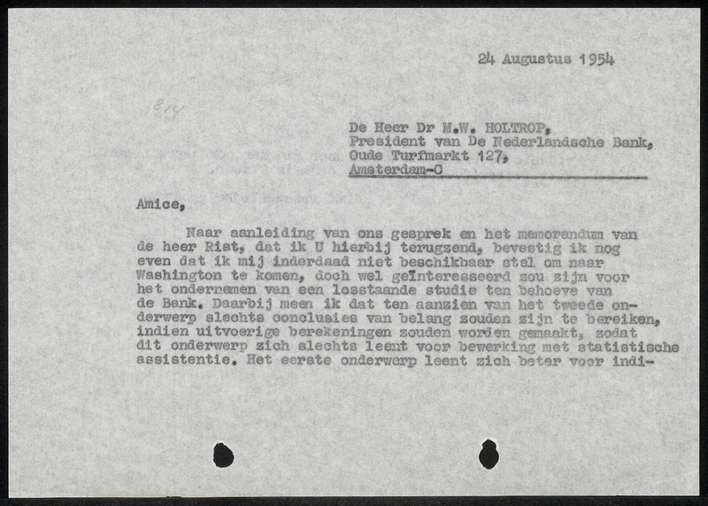 Letter to M.W. Holtrop