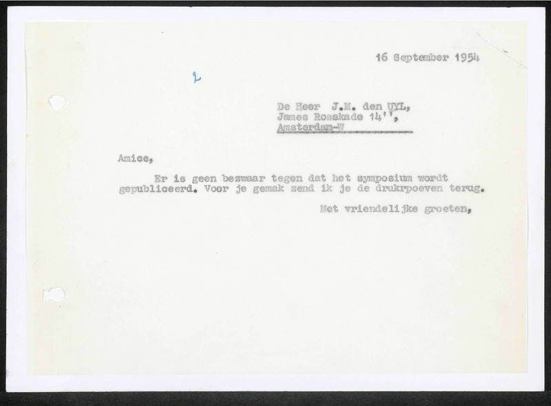 Letter to J.M. den Uyl