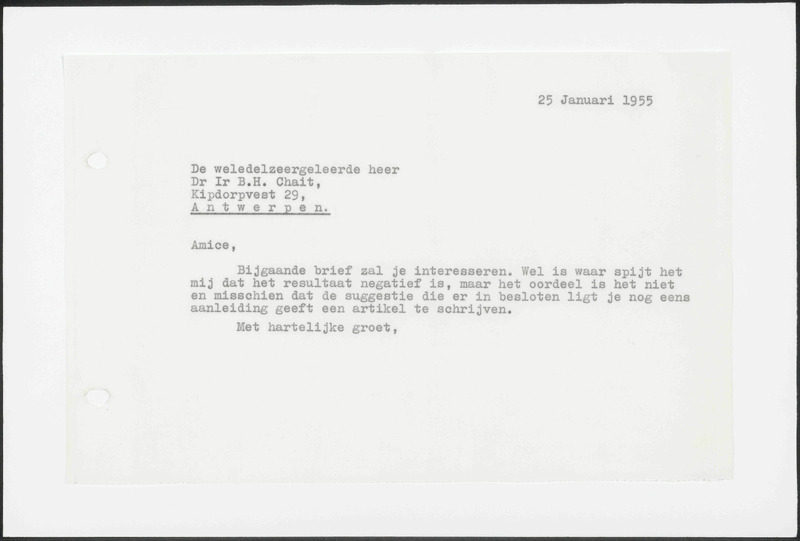 Letter to B.A. Chait