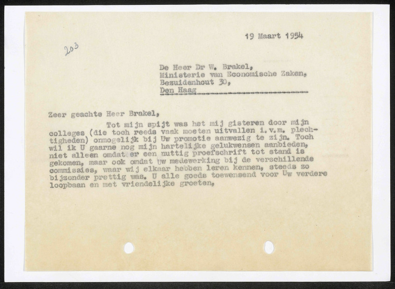Letter to W. Brakel