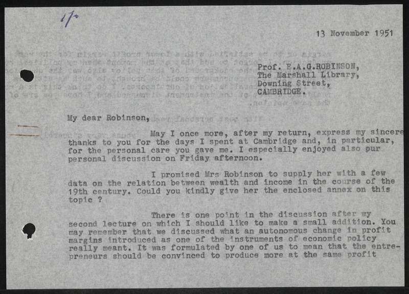 Letter to E.A.G. Robinson