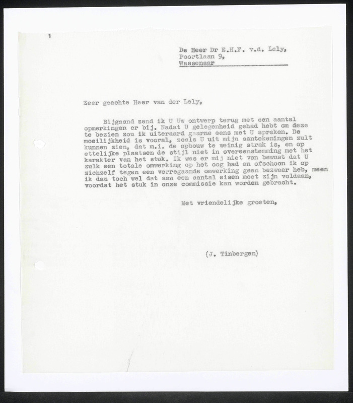 Letter to E.H.F. van der Lely