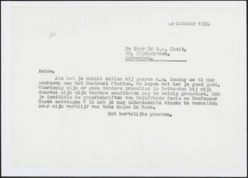 Letter to B.A. Chait