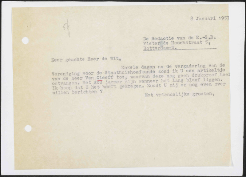 Letter to de Wit