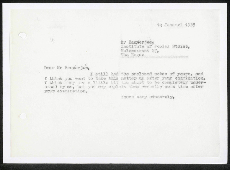 Letter to H. Banerji