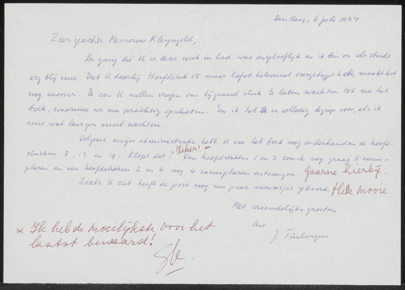 Letter to Kleijngeld