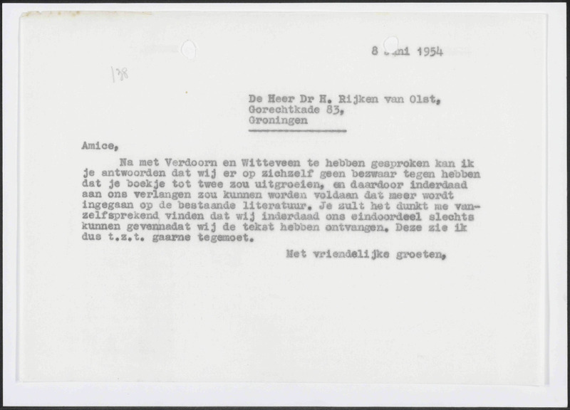 Letter to H. Rijken van Olst