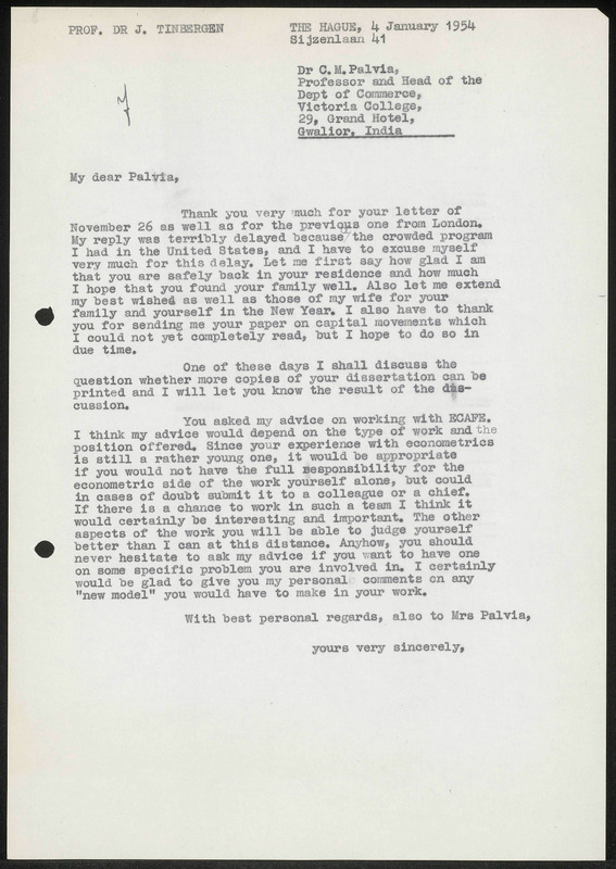 Letter to C.M. Palvia