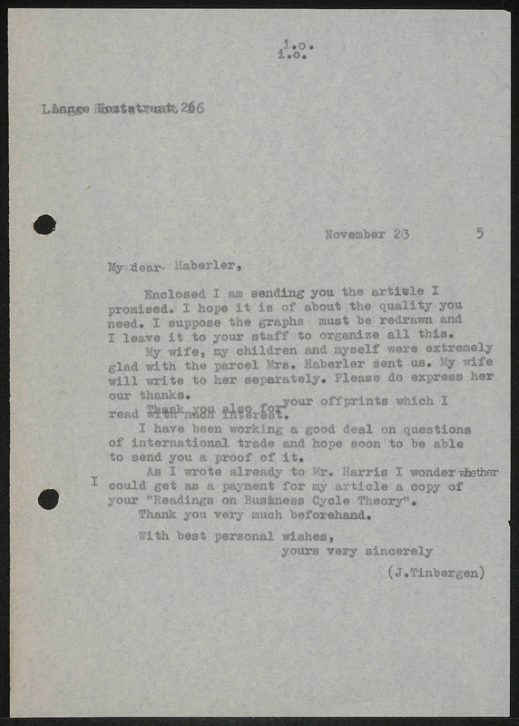 Letter to G. von Haberler