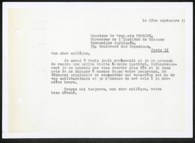 Letter to F. Perroux