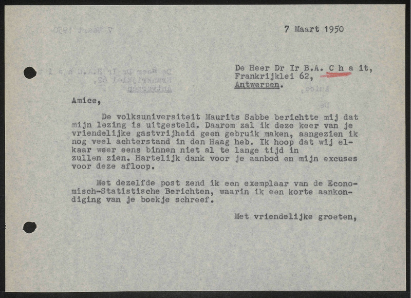Letter to B.A. Chait