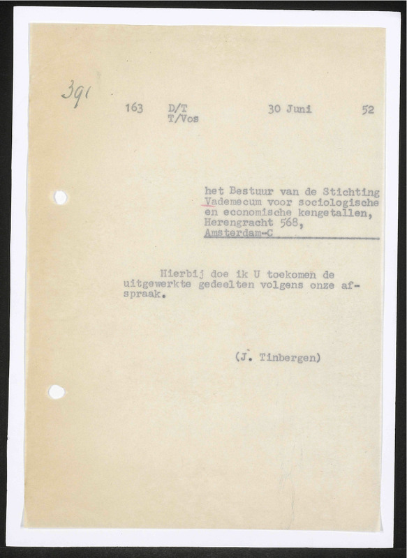 Letter to Stichting Vademecum voor Sociologische en Economische Kerngetallen