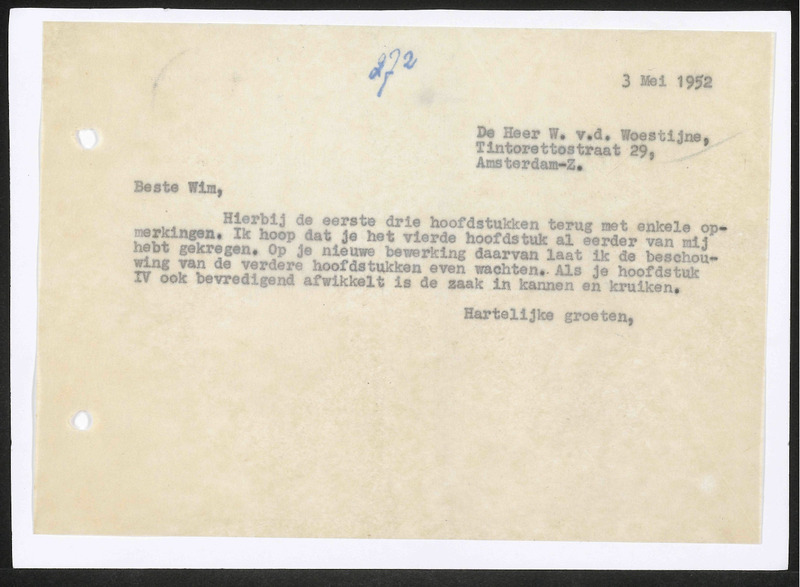 Letter to W.J. van de Woestijne