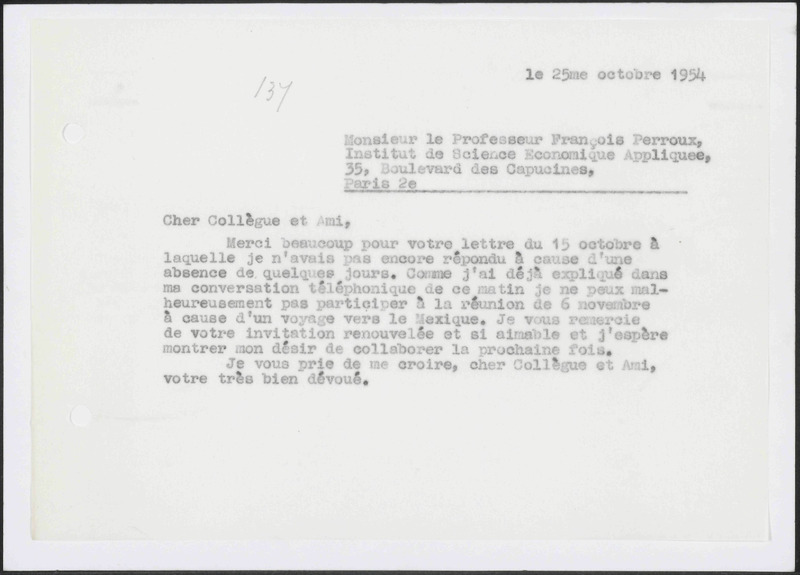 Letter to F. Perroux
