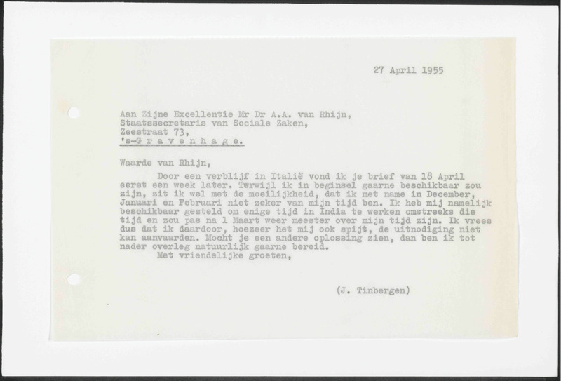 Letter to A.A. van Rhijn