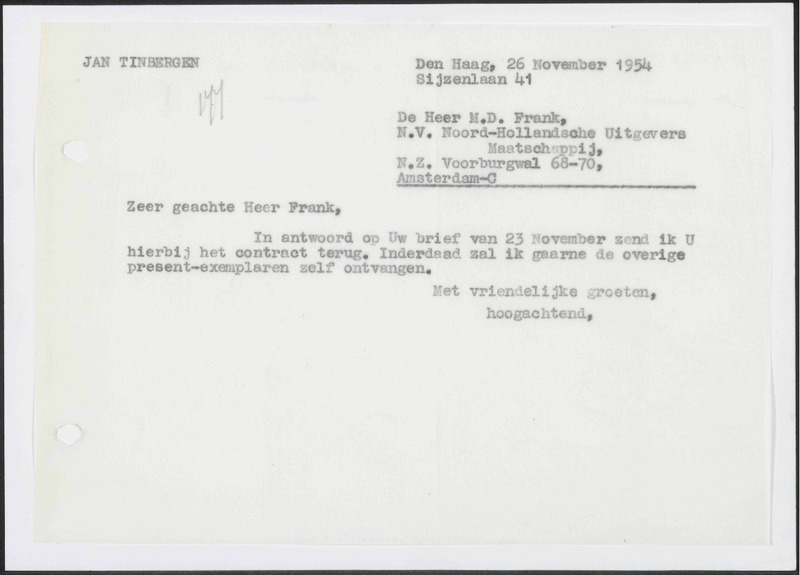 Letter to M.D. Frank