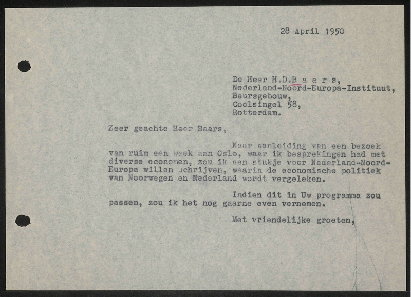 Letter to H.D. Baars