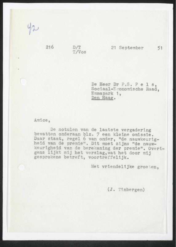 Letter to P.S. Pels