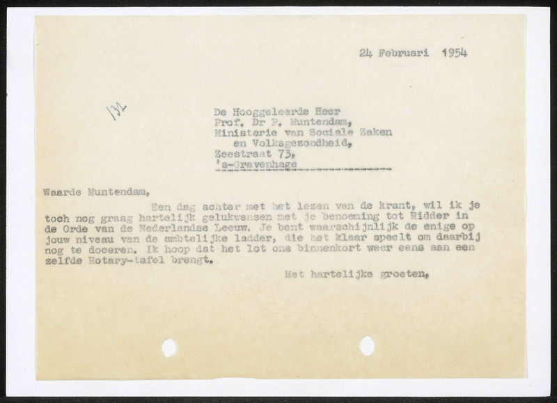 Letter to P. Muntendam