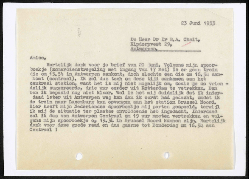 Letter to B.A. Chait