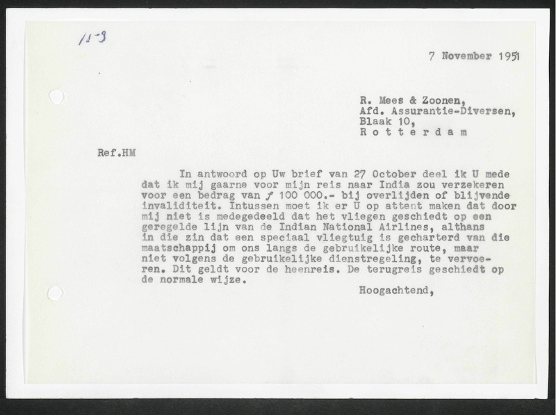 Letter to R. Mees & Zonen