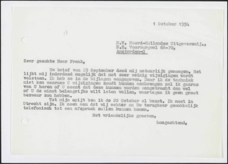 Letter to M.D. Frank