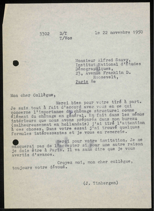 Letter to A. Sauvy