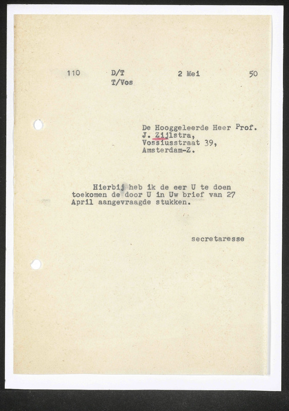 Letter to J. Zijlstra