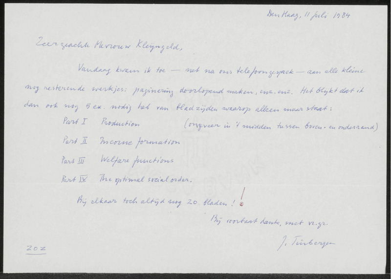 Letter to Kleijngeld
