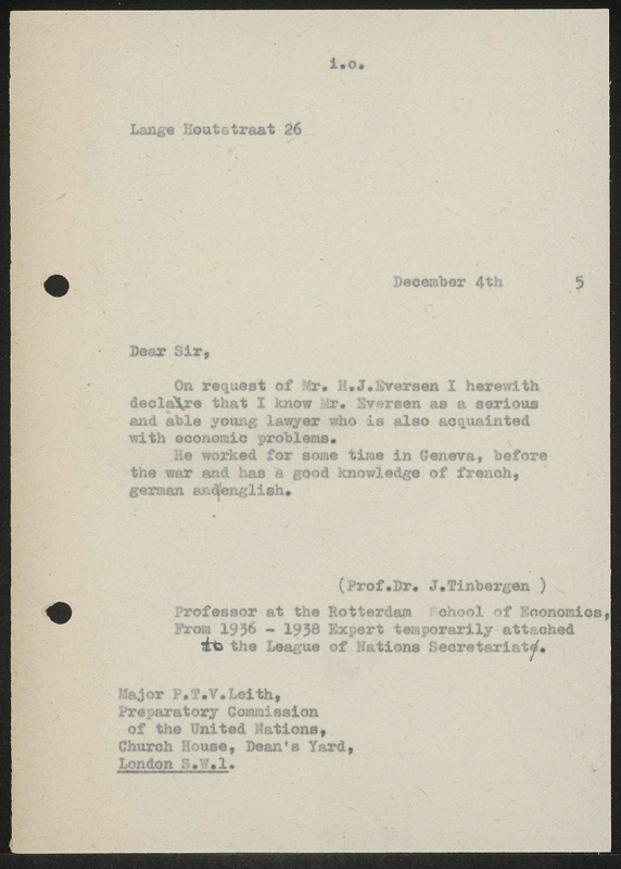 Letter to P.T.V. Leith