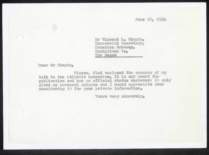 Letter to V.L. Chapin