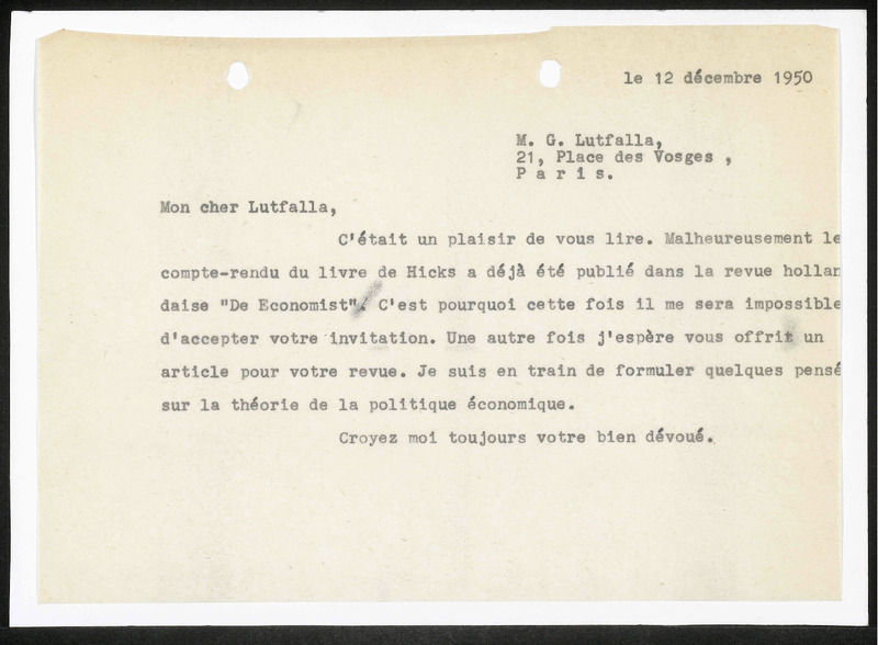 Letter to Georges Lutfalla