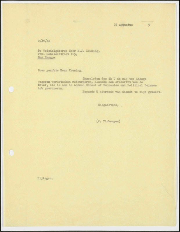 Letter to N.J. Keuning
